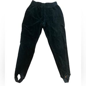 Black Stirrup Pants Velour 80s Vintage S XS Petite